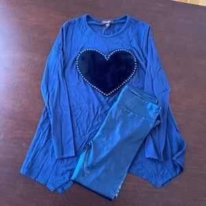 Imoga 2 piece set top, faux leather leggings